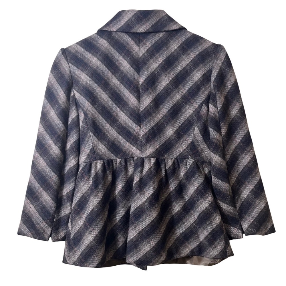 Banana Republic Wool Blend Striped Peplum Blazer Jacket Brown Grey Small S Retro - Picture 2 of 12